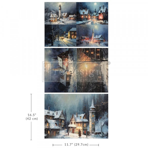 3er Set Découpage Paper "Snowy Twilight"