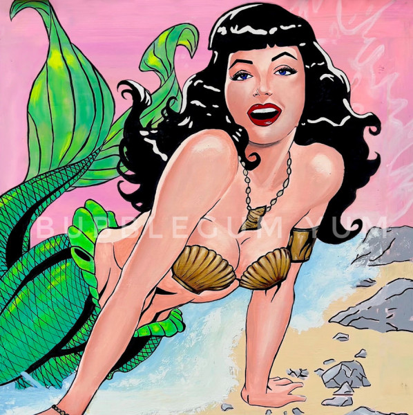 Betty Page Mermaid - Decoupage Papier