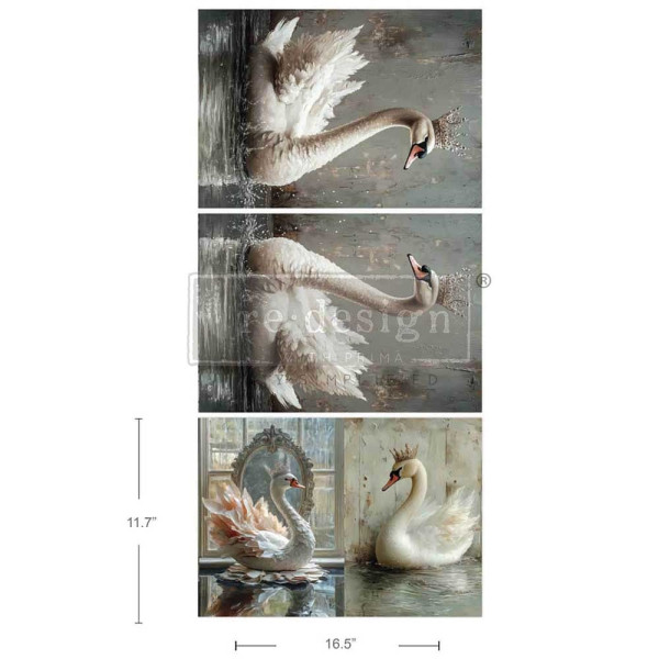 3-er Set - Decoupage Paper - Swan Serenity