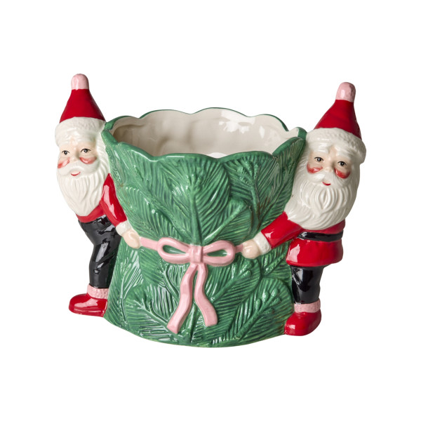 Weihnachtsmann Keramik Blumentopf - Grün