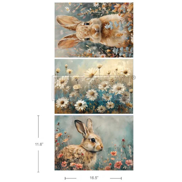 3er Set Découpage Paper "Garden Bunny Tales"