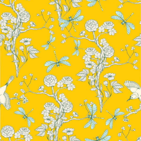 Yellow Chinoiserie - Mint Tissue Paper