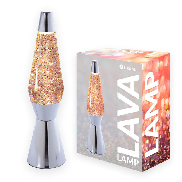 Lava-Lampe „Bullet“ mit Glitzer & Chrom-Sockel