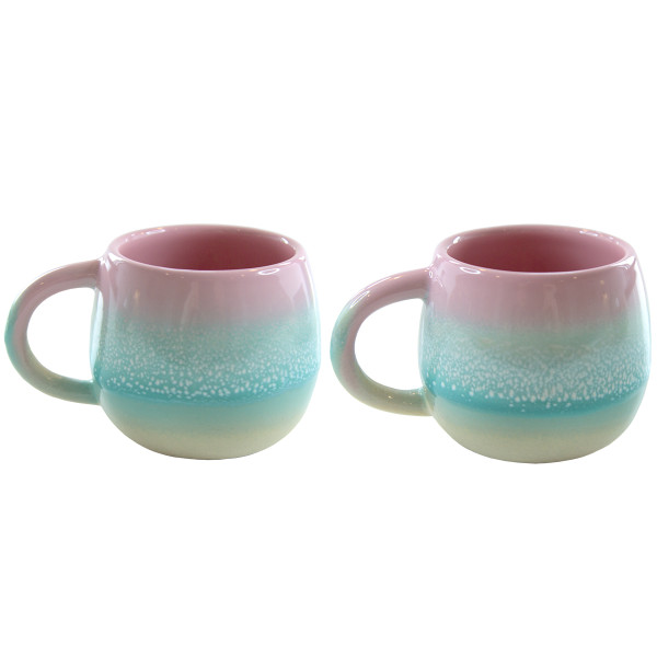 Pastel Ombre Espresso Tassen Set / Pink & Green