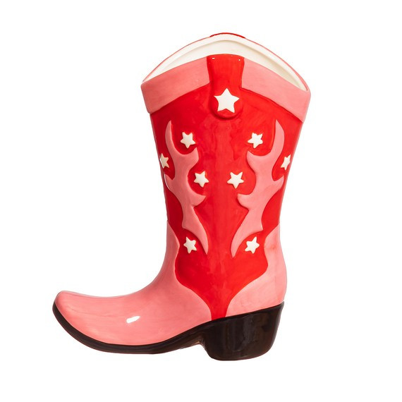 Cowboystiefel Vase Pink & Rot